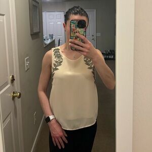 Forever21 Beaded Beige Blouse